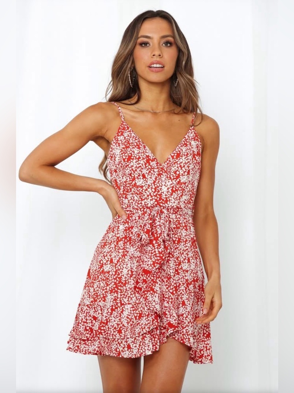 Hello Molly Red and White Tie-Waist Dress